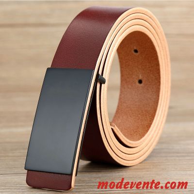 Ceinture Homme Loisir Jeunesse Lisse Manuel Cuir De Vache Couche De Tête Blanc Noir