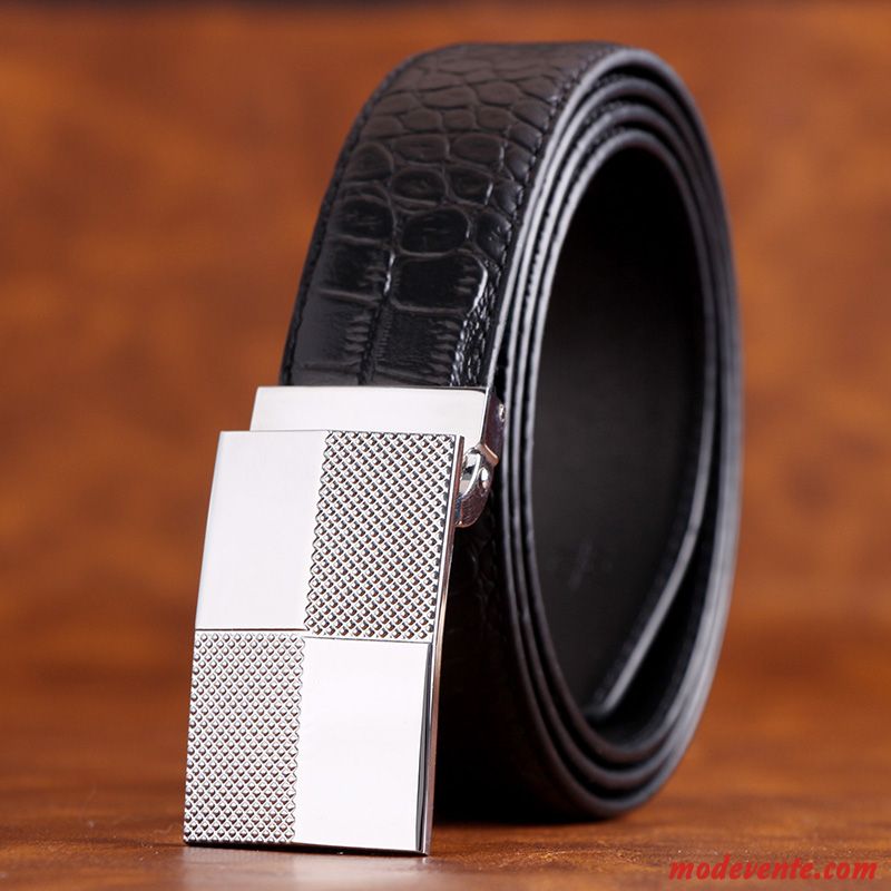 Ceinture Homme Loisir Simple Entreprise Âge Moyen Tendance Cuir Véritable Noir