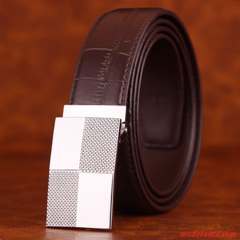 Ceinture Homme Loisir Simple Entreprise Âge Moyen Tendance Cuir Véritable Noir