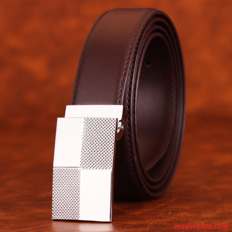 Ceinture Homme Loisir Simple Entreprise Âge Moyen Tendance Cuir Véritable Noir