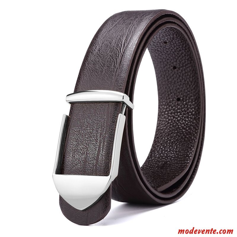 Ceinture Homme Personnalité Cuir Véritable Entreprise Couche De Tête Creux Cuir De Vache Or