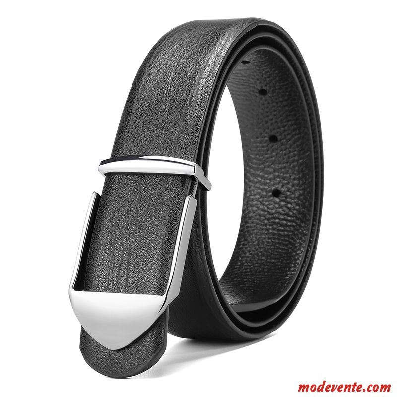 Ceinture Homme Personnalité Cuir Véritable Entreprise Couche De Tête Creux Cuir De Vache Or