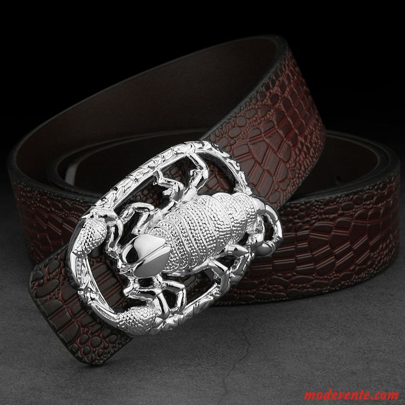 Ceinture Homme Personnalité Milieu Cuir De Vache Mode Le Nouveau Cuir Véritable Brun