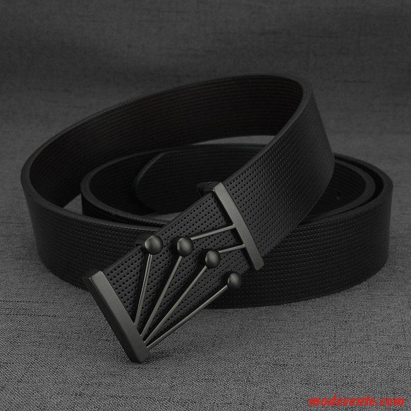 Ceinture Homme Personnalité Étudiant Tendance Cuir Véritable Lisse Bleu Blanc