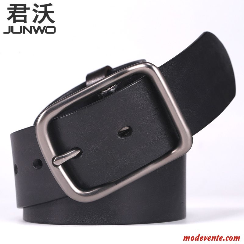 Ceinture Homme Rétro Manuel Détresse All-match Cuir Véritable Cuir De Vache Brun Foncé