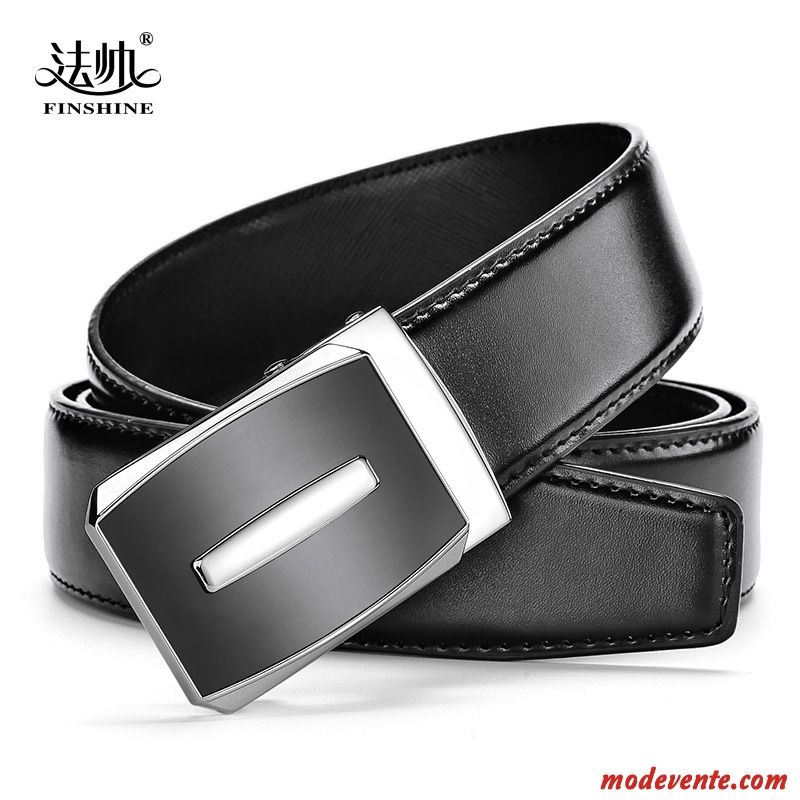 Ceinture Homme Simple Cuir Véritable Mode Personnalité Étudiant Boucle Automatique Blanc