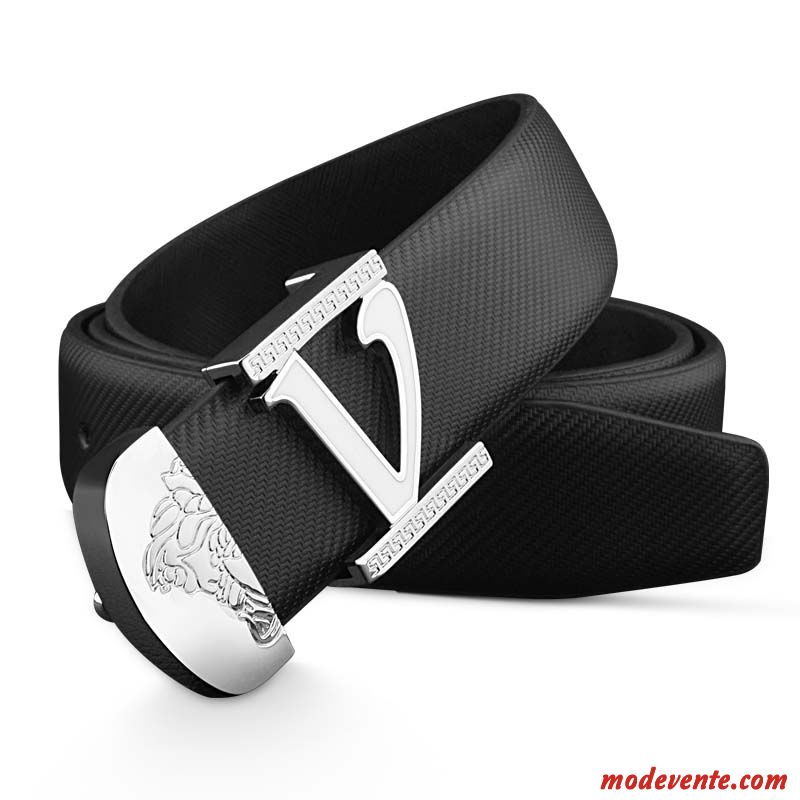 Ceinture Homme Tendance Cuir Véritable Britanique Jeune Lisse Jeunesse Blanc Noir