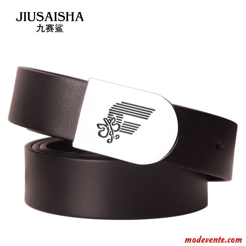 Ceinture Homme Tendance Jeunesse Loisir Mode All-match Cuir Véritable Noir