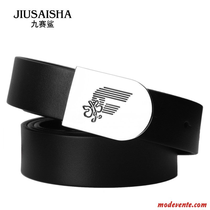 Ceinture Homme Tendance Jeunesse Loisir Mode All-match Cuir Véritable Noir