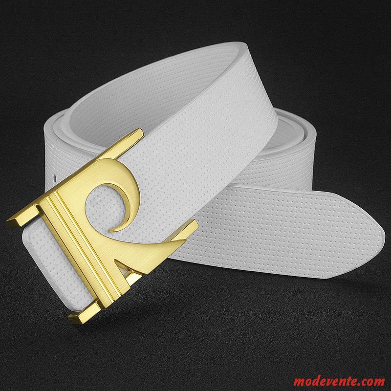 Ceinture Homme Tendance Loisir Lisse Cuir Véritable Lettre Été Brun