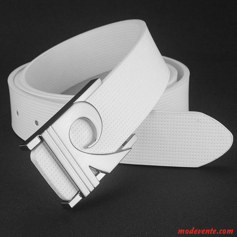 Ceinture Homme Tendance Loisir Lisse Cuir Véritable Lettre Été Brun