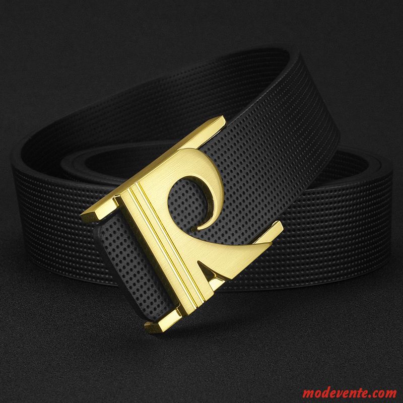 Ceinture Homme Tendance Loisir Lisse Cuir Véritable Lettre Été Brun