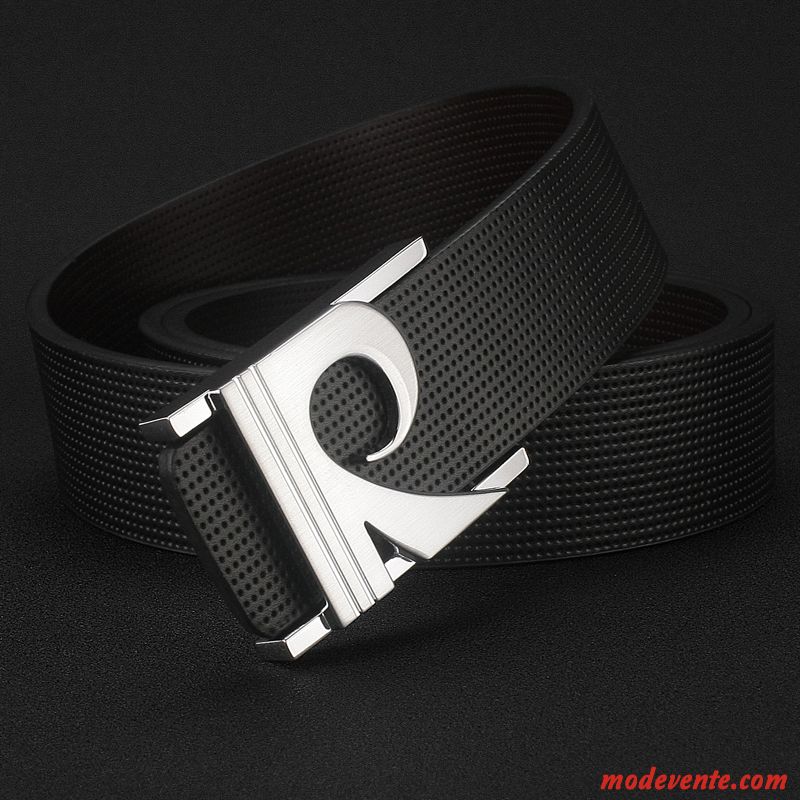 Ceinture Homme Tendance Loisir Lisse Cuir Véritable Lettre Été Brun