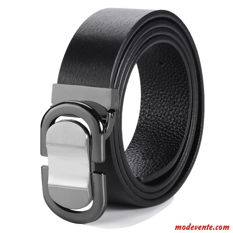 Ceinture Homme Tendance Personnalité All-match Jeunesse Lisse Cuir De Vache Argent