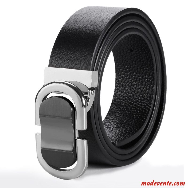 Ceinture Homme Tendance Personnalité All-match Jeunesse Lisse Cuir De Vache Argent