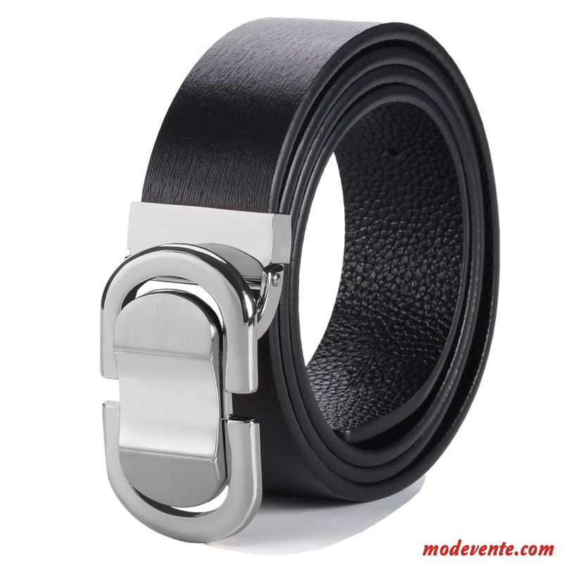 Ceinture Homme Tendance Personnalité All-match Jeunesse Lisse Cuir De Vache Argent