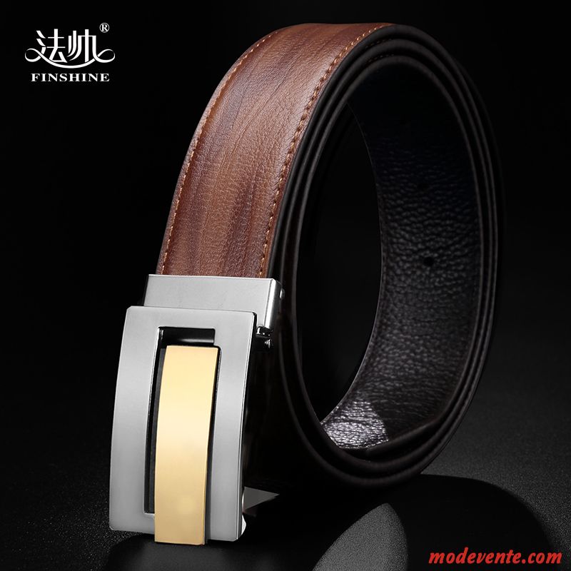 Ceinture Homme Tendance Simple Jeunesse Lisse Cuir Véritable Âge Moyen Bleu Noir