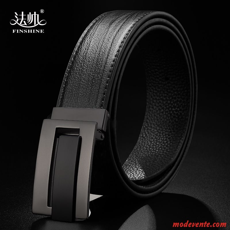 Ceinture Homme Tendance Simple Jeunesse Lisse Cuir Véritable Âge Moyen Bleu Noir