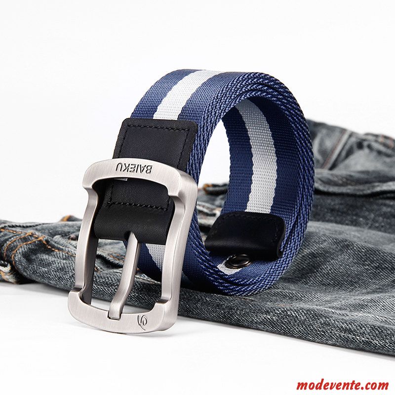 Ceinture Homme Toile Été Jeunesse Simple Loisir Nylon Bleu