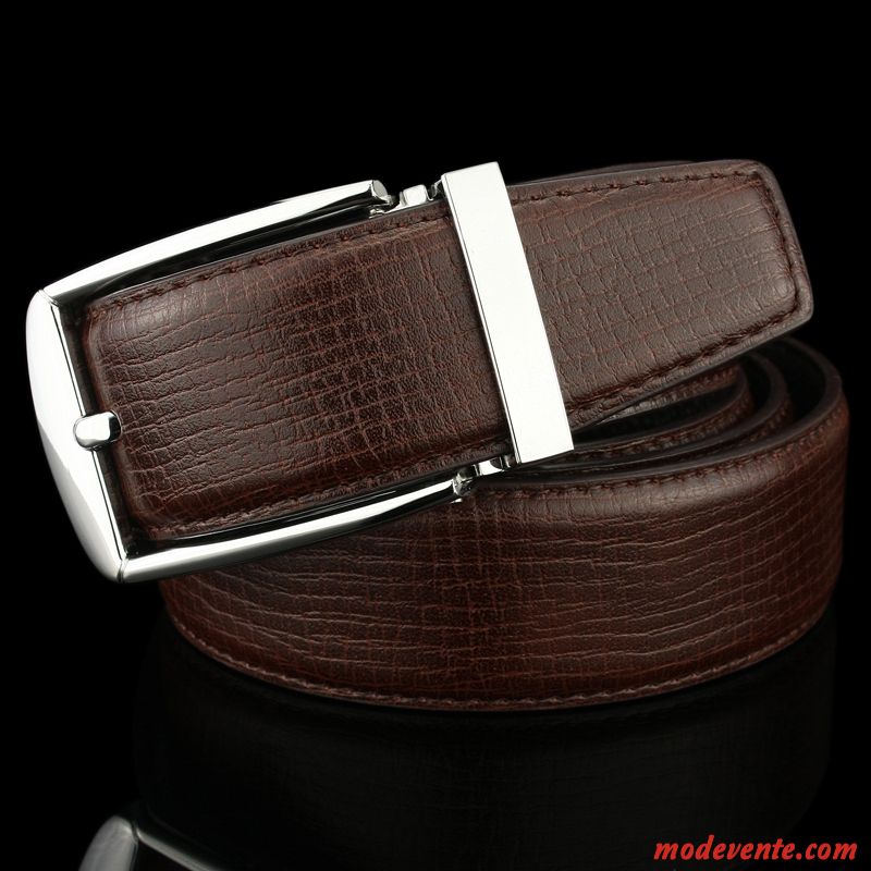 Ceinture Homme Vêtements De Cérémonie Boucle Loisir Cuir Véritable Pure Couche De Tête Noir Marron