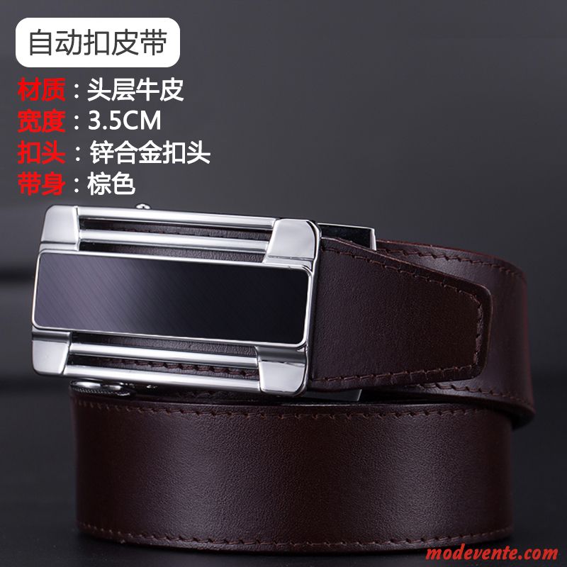 Ceinture Homme Âge Moyen Simple Entreprise Mode Boucle Automatique All-match Noir