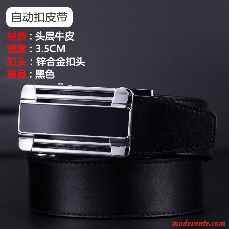 Ceinture Homme Âge Moyen Simple Entreprise Mode Boucle Automatique All-match Noir