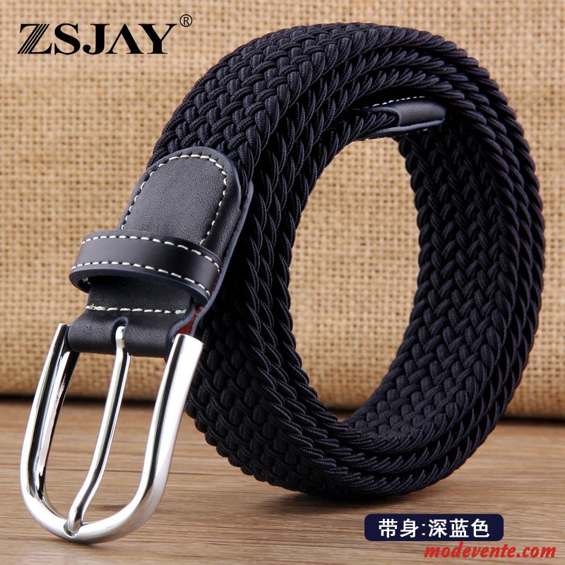 Ceinture Homme Élastique Toile Tactique Confortable Tissage Entreprise Bleu