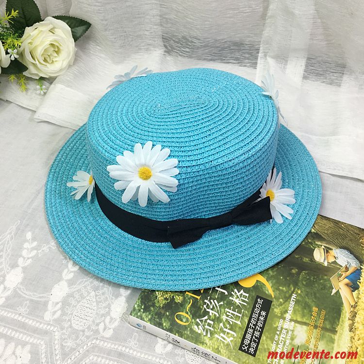 Chapeau Femme Bord De Mer Ombre All-match Été Voyage Crème Solaire Bleu Marin