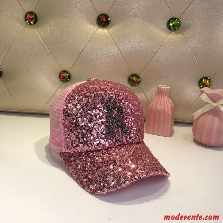 Chapeau Femme Casquette De Baseball Jeunesse Respirant Été Crème Solaire Paillettes Rose