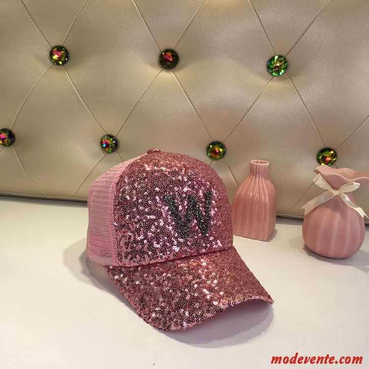 Chapeau Femme Casquette De Baseball Jeunesse Respirant Été Crème Solaire Paillettes Rose