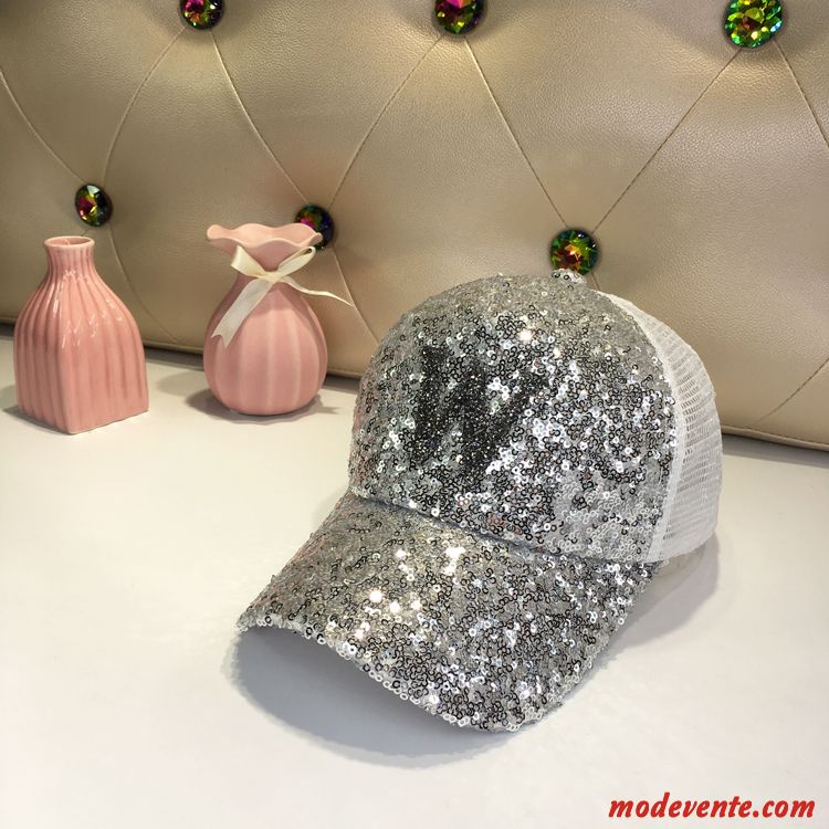 Chapeau Femme Casquette De Baseball Jeunesse Respirant Été Crème Solaire Paillettes Rose