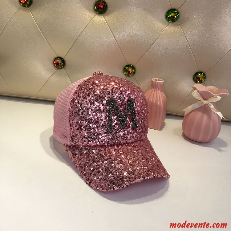 Chapeau Femme Casquette De Baseball Jeunesse Respirant Été Crème Solaire Paillettes Rose