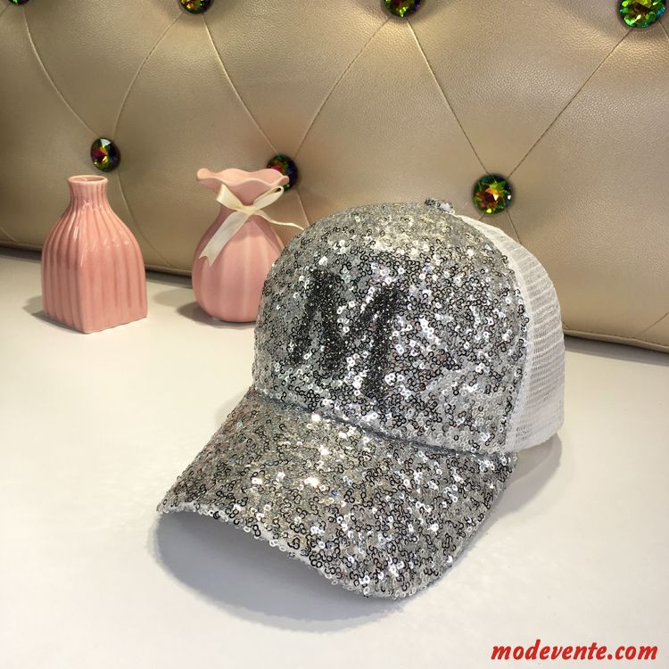 Chapeau Femme Casquette De Baseball Jeunesse Respirant Été Crème Solaire Paillettes Rose