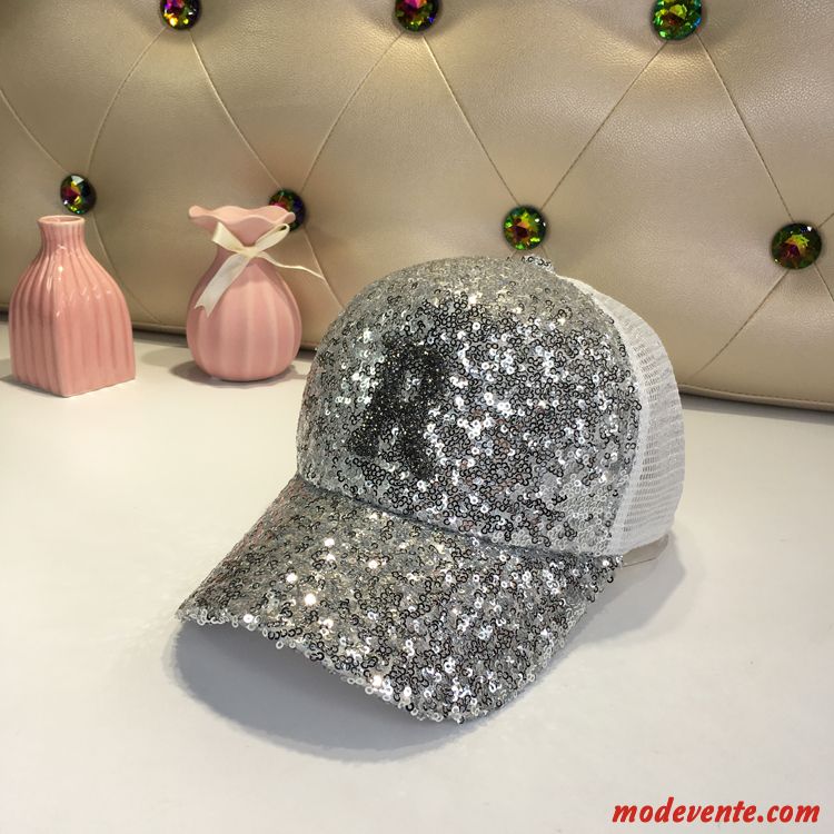 Chapeau Femme Casquette De Baseball Jeunesse Respirant Été Crème Solaire Paillettes Rose