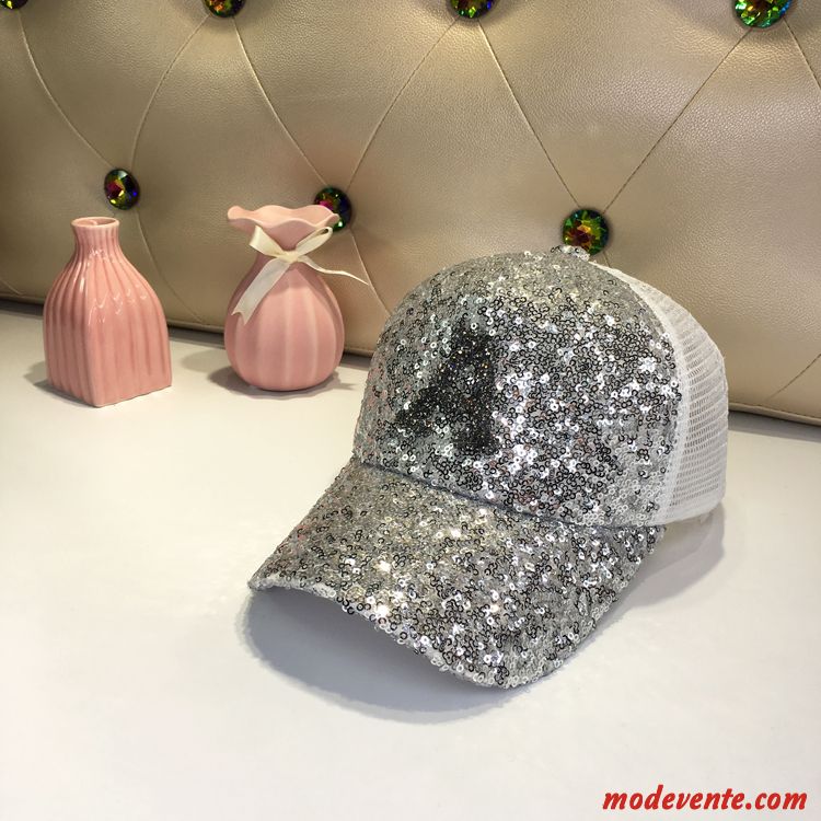 Chapeau Femme Casquette De Baseball Jeunesse Respirant Été Crème Solaire Paillettes Rose