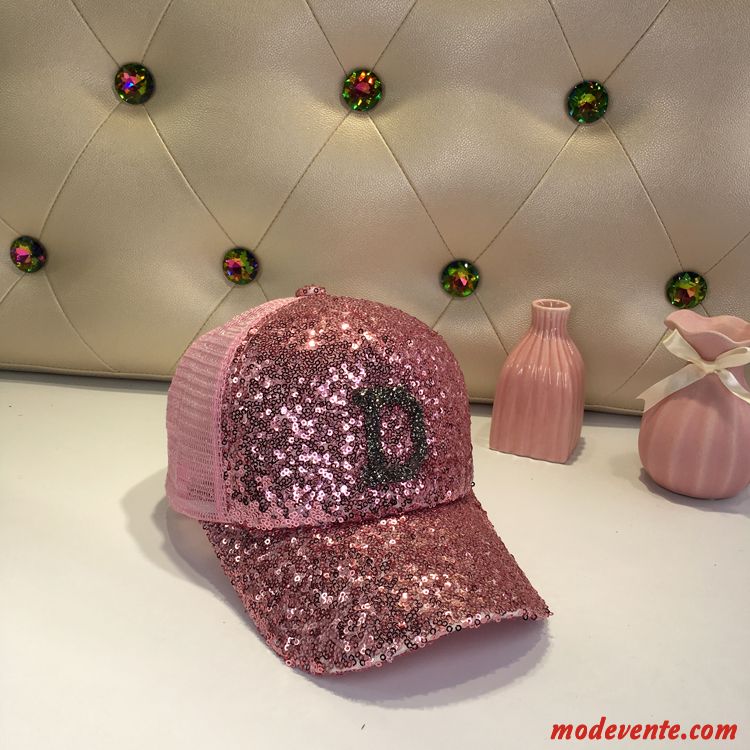 Chapeau Femme Casquette De Baseball Jeunesse Respirant Été Crème Solaire Paillettes Rose