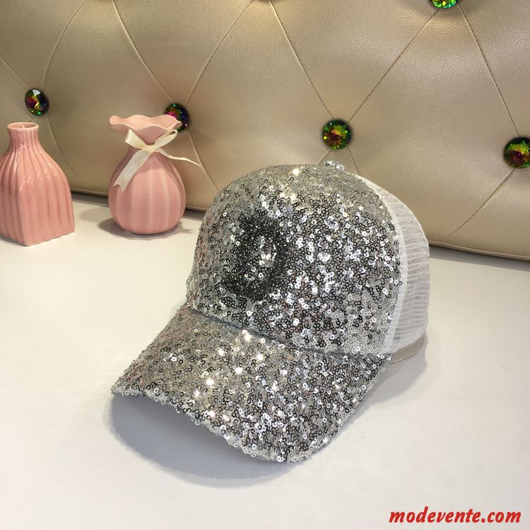 Chapeau Femme Casquette De Baseball Jeunesse Respirant Été Crème Solaire Paillettes Rose