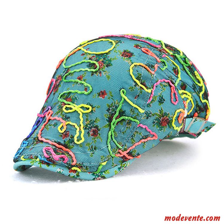 Chapeau Femme Charmant Doux Ombre Peintre Floral Casquette Bleu