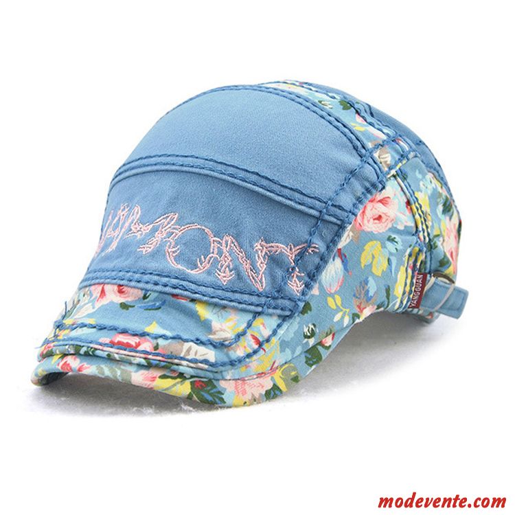 Chapeau Femme Charmant Doux Ombre Peintre Floral Casquette Bleu