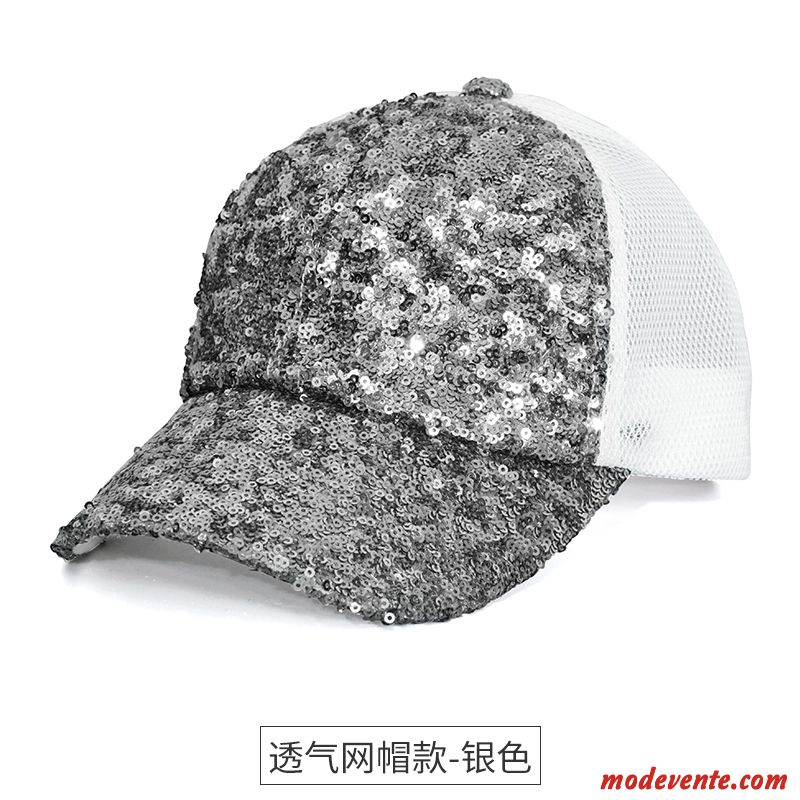 Chapeau Femme Crème Solaire All-match Loisir Casquette De Baseball Été Rue Argent