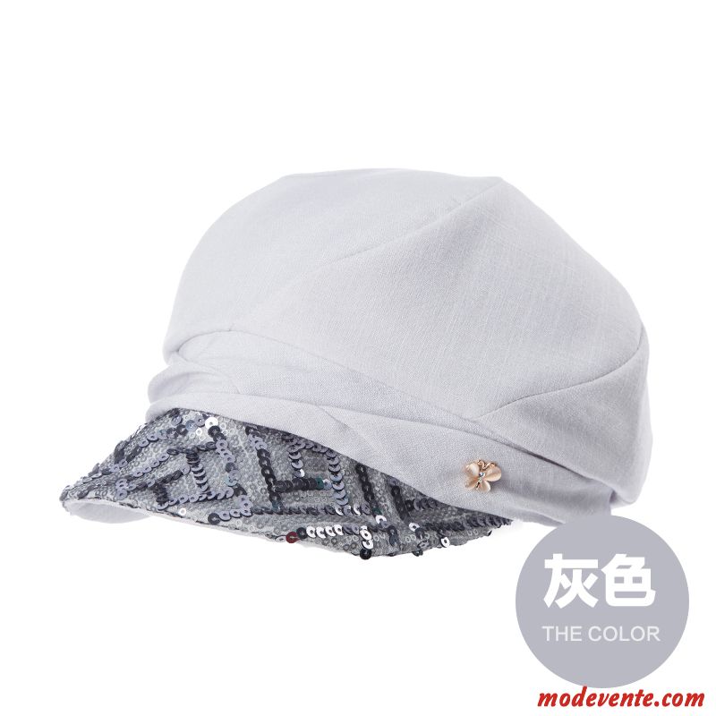 Chapeau Femme Crème Solaire L'automne Paillettes Beige Mode Casquette