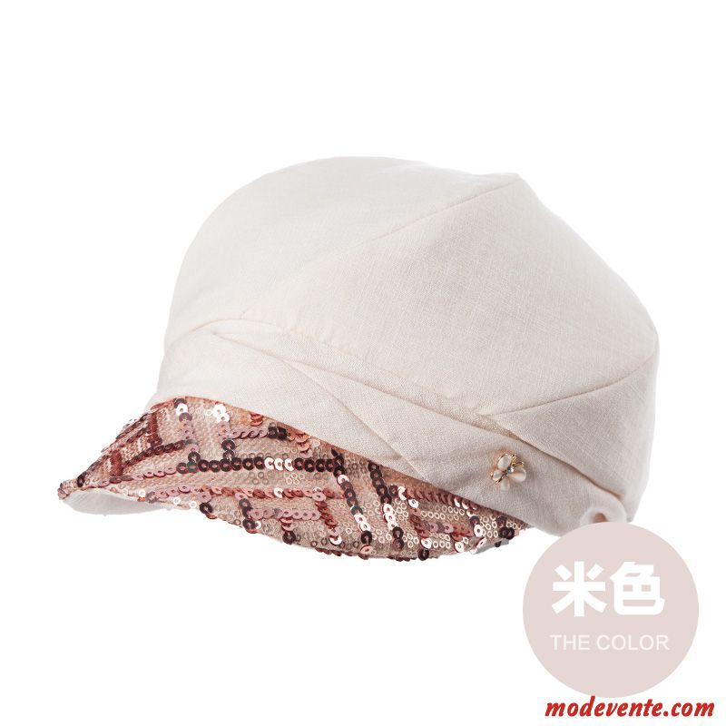 Chapeau Femme Crème Solaire L'automne Paillettes Beige Mode Casquette