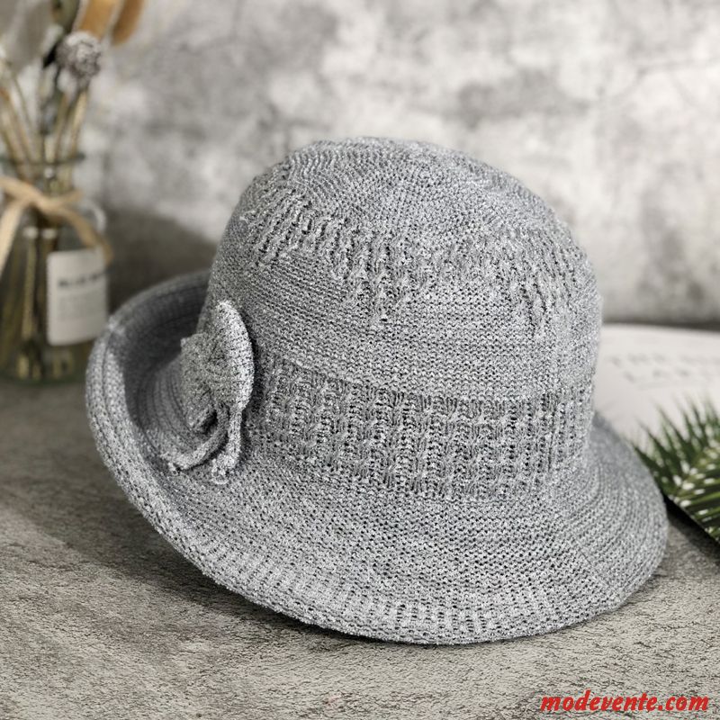 Chapeau Femme Crème Solaire Personnes Âgées Ombre Sertissage Milieu Chapeau De Pêcheur Pure Rose