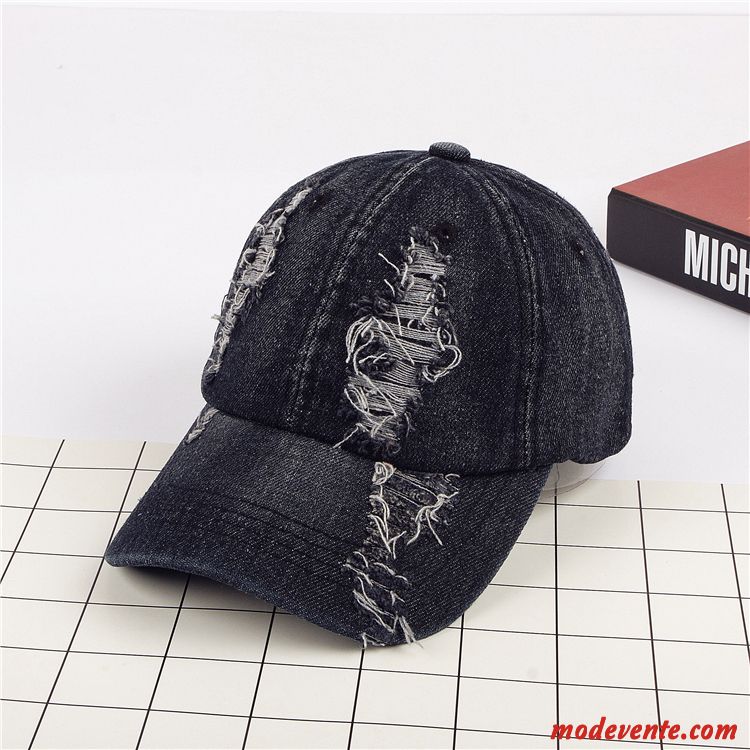 Chapeau Femme Denim Casquette Tendance Homme Détresse Loisir Bleu Foncé