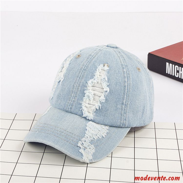 Chapeau Femme Denim Casquette Tendance Homme Détresse Loisir Bleu Foncé