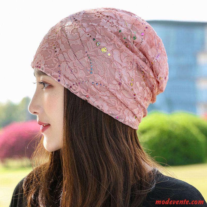 Chapeau Femme Dentelle Respirant Été Mince Pullover Noir