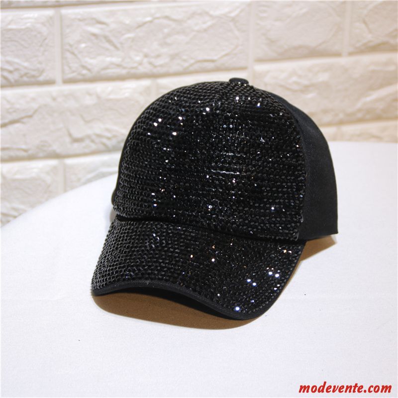 Chapeau Femme Diamant All-match Été Chapeau De Soleil Mode Casquette Noir