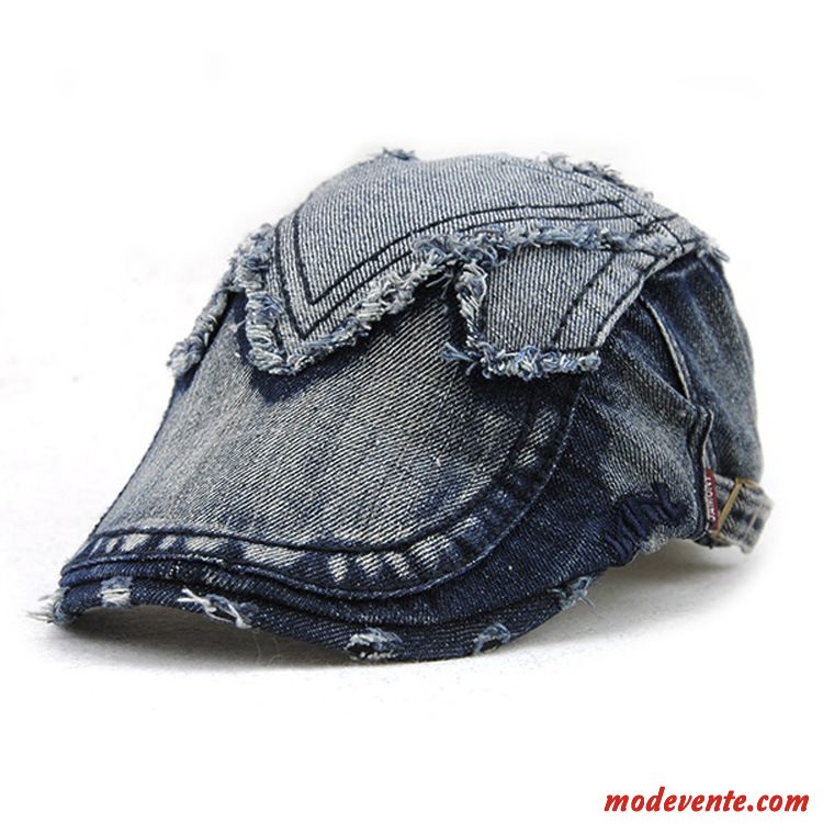 Chapeau Femme Europe Crème Solaire Mode Tendance Denim Casquette Bleu Marin