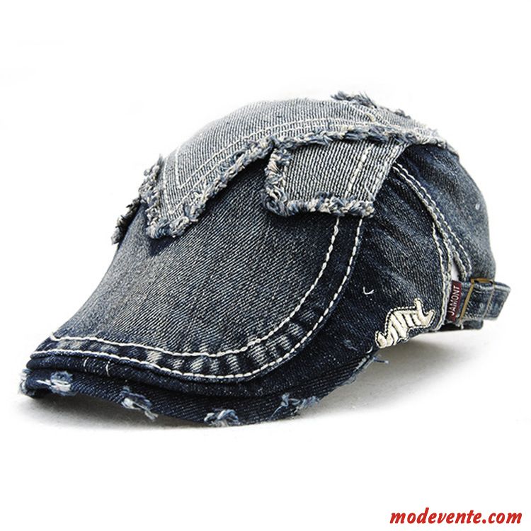 Chapeau Femme Europe Crème Solaire Mode Tendance Denim Casquette Bleu Marin