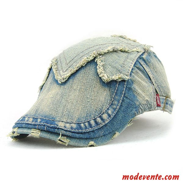 Chapeau Femme Europe Crème Solaire Mode Tendance Denim Casquette Bleu Marin